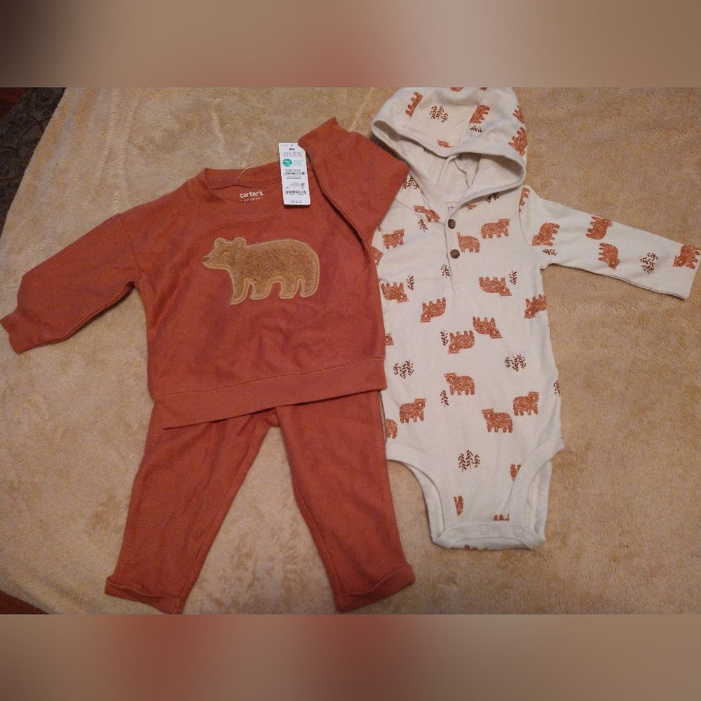 Carter's Brown and Cream Bear Matching Set